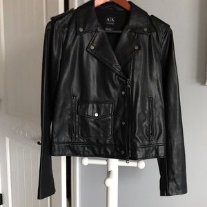 Armani exchange smooth  leather jacket women